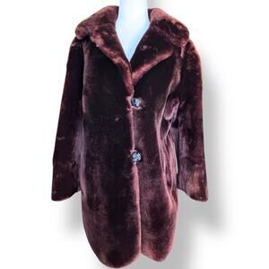 Vintage 50s Rifkens Dark Brown Mink Fur Coat Satin Lined Mid Century Medium